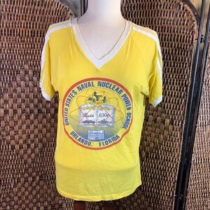 Vintage Bantam United States Naval Nuclear Power School Yellow T-Shirt Size L